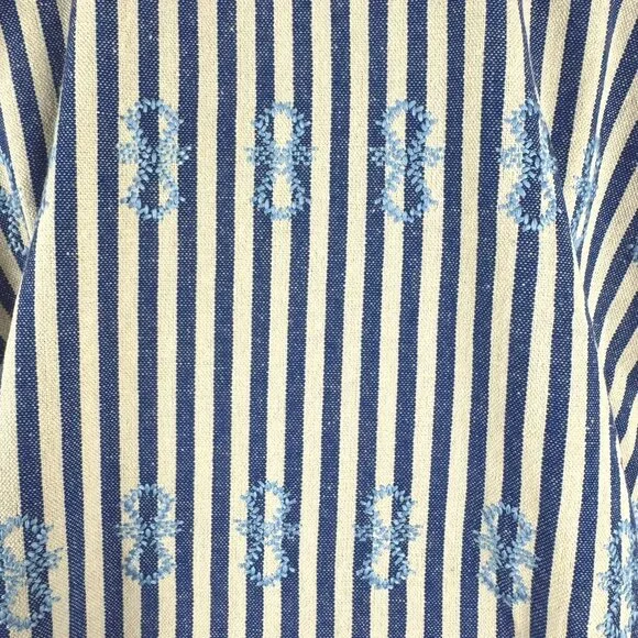 Tuckernuck Sullivan Embroidered Canvas Caftan Small Blue‎ Striped Beach DR-1771 - Picture 8 of 11